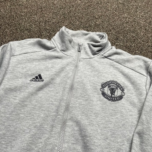 adidas Other - Adidas Manchester United Full Zip Track Jacket Gray Mens Large Soccer Football